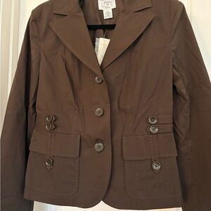 NEW Ann Taylor LOFT size 6 chic stretchy Chocolate Brown Blazer Jacket